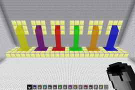 Screenshot of mod showing colourful liquid waterfalls.
