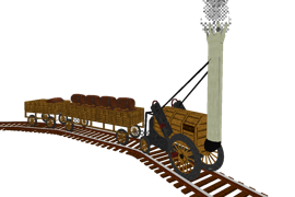 Screenshot of the Rocket train set on a curved track on a transparent background
