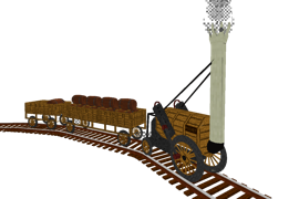 Screenshot of the Rocket train set on a curved track on a transparent background