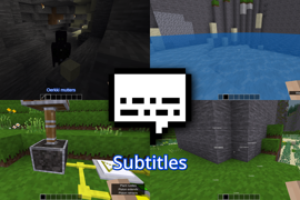 The subtitles icon over four screenshots showing various subtitles
