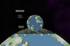 The navigation interface showing a planet in space