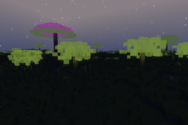 A landscape with special trees that only occur in a few planets