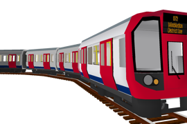 Screenshot of a 4-car S7 stock train on a track on a transparent background