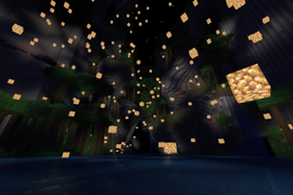 World with glowstone spawning in the air