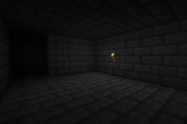 A dungeon with deepslate brick walls