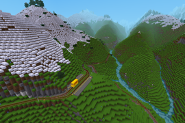 Advtrains railway built on the mountains (using biomegen + advtrains)