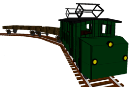 Screenshot of the BBÖ 1080 train set on a curved track on a transparent background