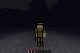 In a full suit of wood armor with wood pickaxe