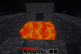 Smelting iron in a furnace.