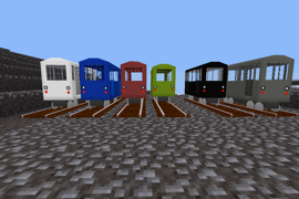 Different colors of subway trains