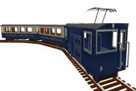 Screenshot of the Zugspitzbahn train set on a curved track on a transparent background