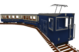 Screenshot of the Zugspitzbahn train set on a curved track on a transparent background