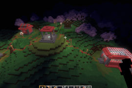 cozy mineclone village in the darkest night