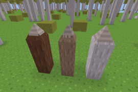 Log spikes made of the three types of tree in Repixture