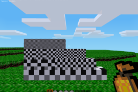 A wall of checkerboard test nodes with different tilings.