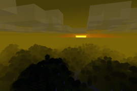 Foggy sunset in the deciduous forest