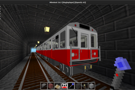 Red Subway Wagon in Tunnel