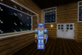 Player on wooden house with Cloud armor