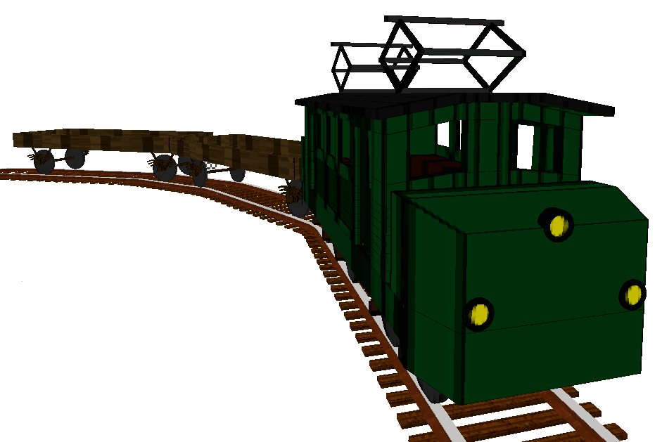 Screenshot of the BBÖ 1080 train set on a curved track on a transparent background