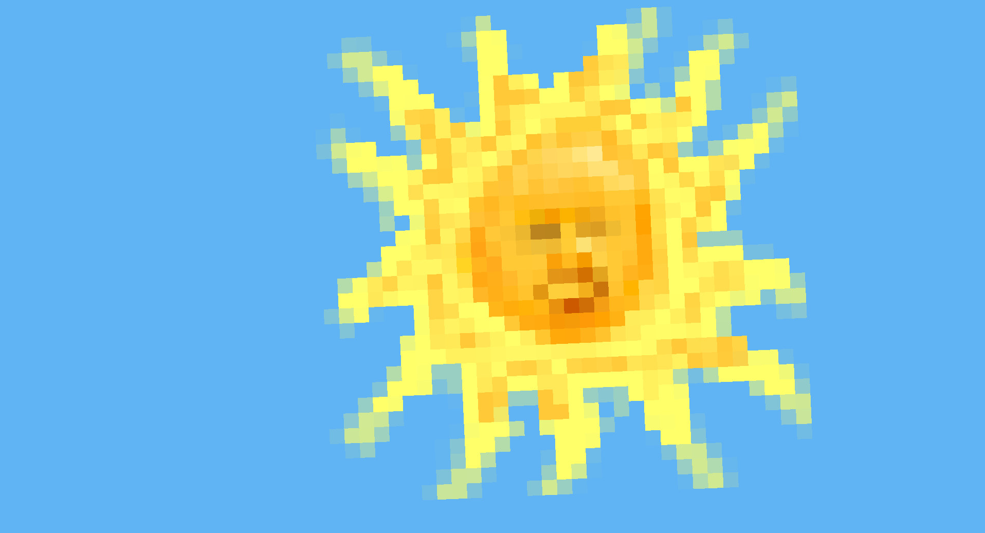 Zoomed-in screenshot of just the sun in the sky
