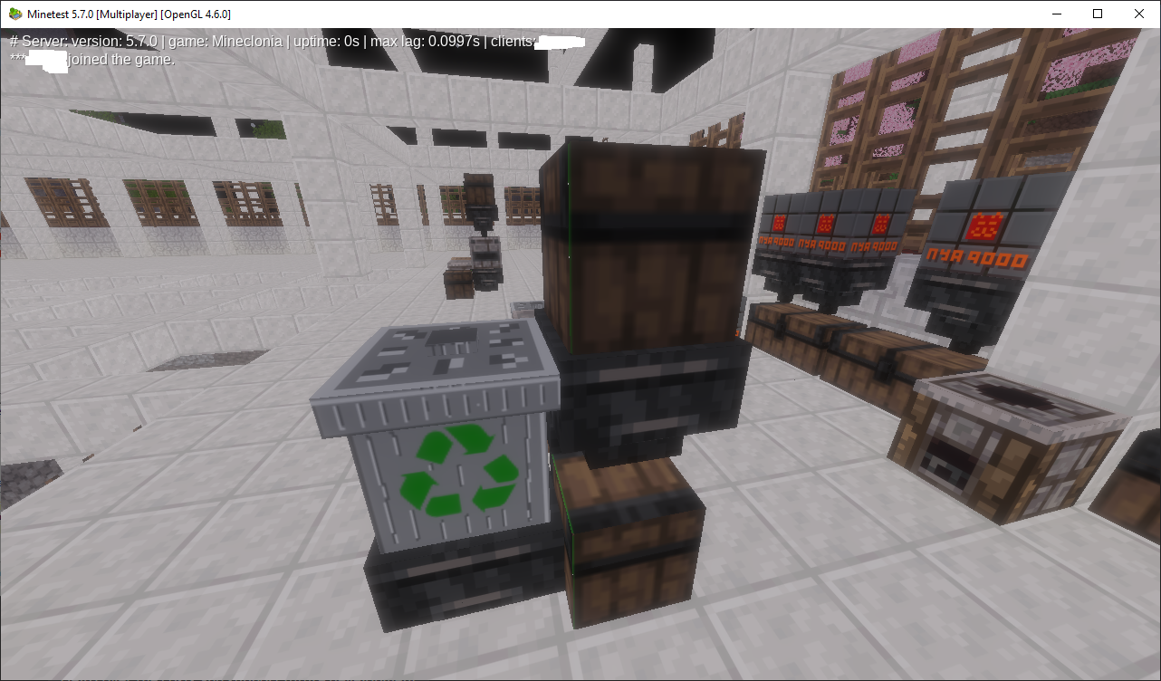 recycle bin used with hoppers in mineclonia